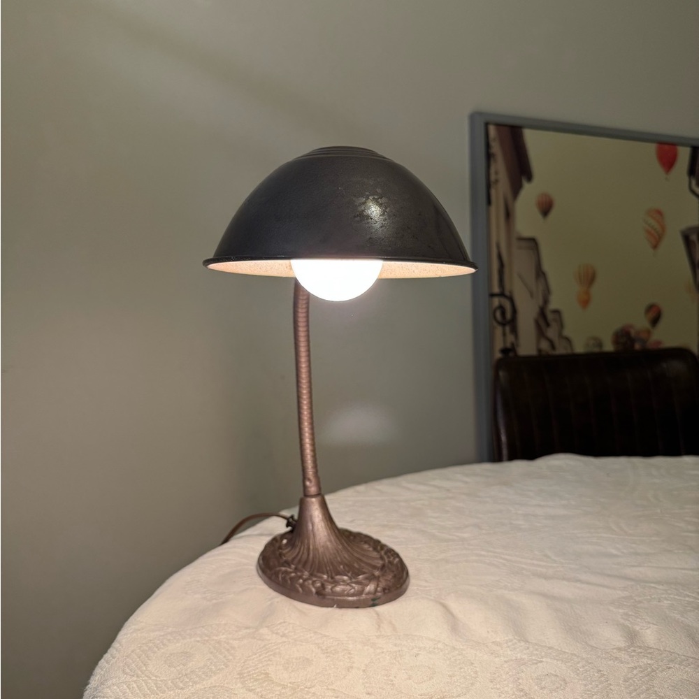 RARE 1940s Industrial Style Table Lamp Underwriters‎ Laboratories gooseneck